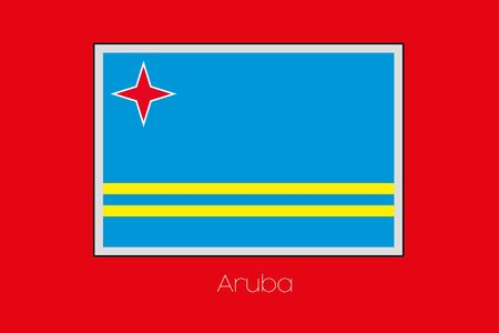 A Flag Illustration on a Red Background of the country of Arubaの写真素材
