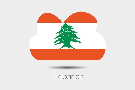 A Flag Illustration inside a cloud of the country of Lebanonの写真素材