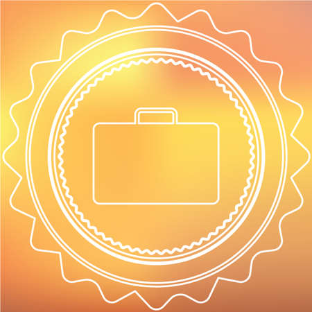 A White Retro Icon Isolated on a Red and Yellow Background -  Briefcaseの写真素材