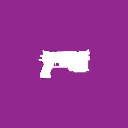 A White Icon Isolated on a Purple Background - Pistolの写真素材