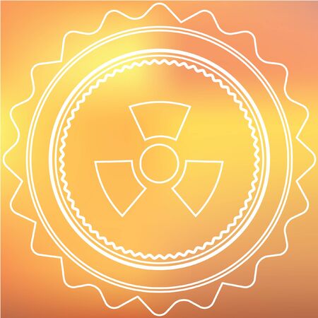 A White Retro Icon Isolated on a Red and Yellow Background -  Radio Active Roundの写真素材