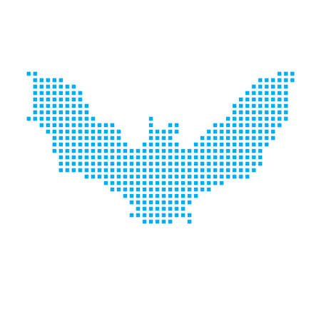 A Blue Mosaic Icon Isolated on a White Background - Batの写真素材