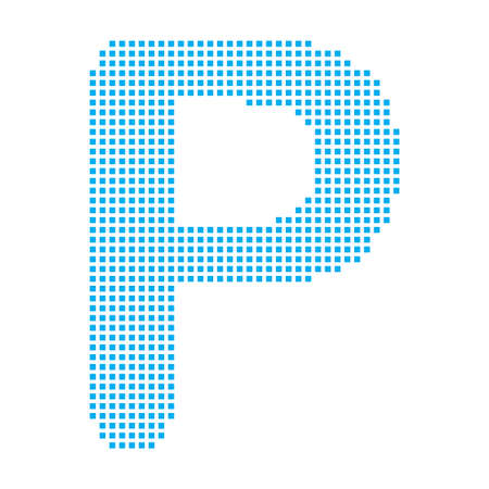 A Blue Mosaic Icon Isolated on a White Background - Pの写真素材