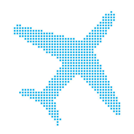 A Blue Mosaic Icon Isolated on a White Background - Planeの写真素材