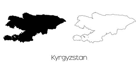 A Map of the country of Kyrgyzstanの写真素材