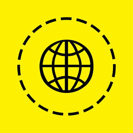 A black Icon Isolated on a yellow Background - Globeの写真素材