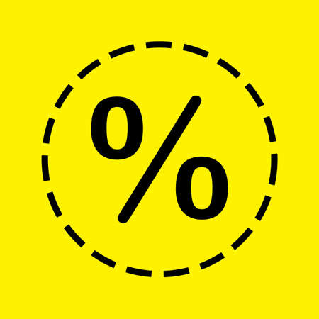 A black Icon Isolated on a yellow Background - Percent