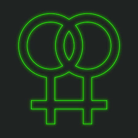 A Neon Icon Isolated on a Black Background - Lesbianの写真素材