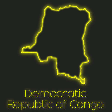A Neon outline of Democratic Republic of Congoの写真素材