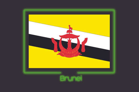 A Flag Illustration With a Neon Outline of Bruneiの写真素材