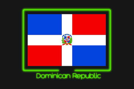 A Flag Illustration With a Neon Outline of Dominican Republicの写真素材