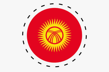 A 3D Isometric Flag Illustration of the country of Kyrghyzstanの写真素材