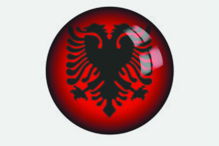 A 3D Isometric Flag Illustration of the country of Albaniaの写真素材