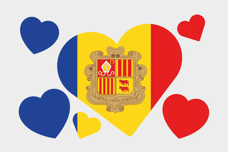 A 3D Isometric Flag Illustration of the country of Andorraの写真素材