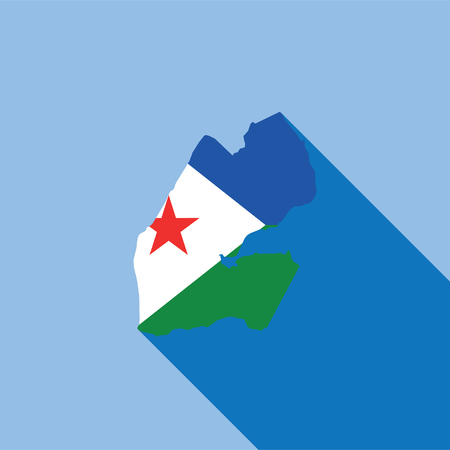 Illustrated Country Shape with the Flag inside of Djiboutiの写真素材