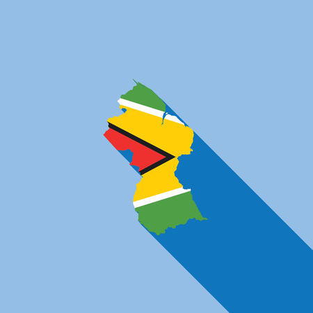Illustrated Country Shape with the Flag inside of Guyanaの写真素材