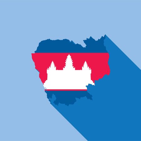 Illustrated Country Shape with the Flag inside of Cambodiaの写真素材