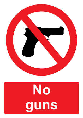 Red Prohibition Sign isolated on a white background -  No gunsの写真素材