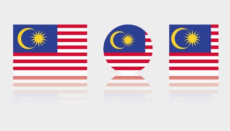 Three Flag Illustrations of the country of Malaysiaのイラスト素材