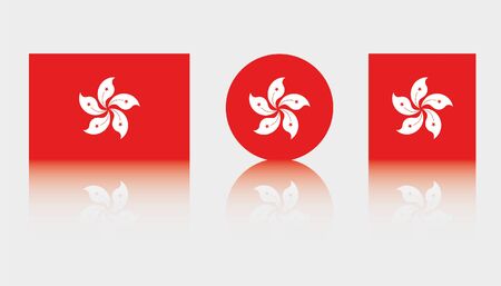 Three Flag Illustrations of the country of Hong Kongのイラスト素材