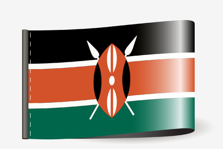 A Flag Illustration on a textile label for the country of  Kenyaのイラスト素材