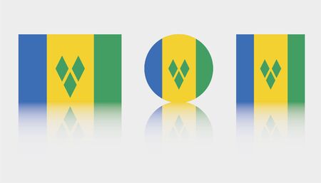 Three Flag Illustrations of the country of Saint Vincents and the Grenadinesのイラスト素材