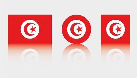 Three Flag Illustrations of the country of Tunisiaのイラスト素材