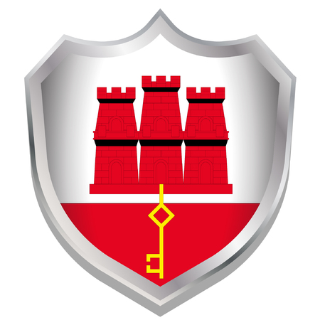 A Shield Illustration with the flag for the country of Gibraltarのイラスト素材