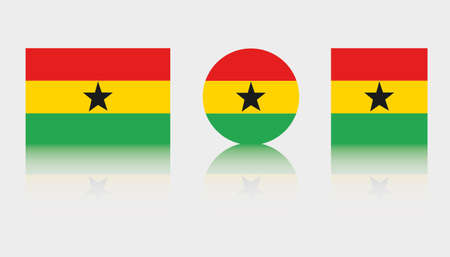 Three Flag Illustrations of the country of Ghanaのイラスト素材