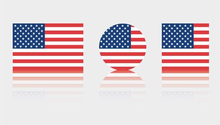 Three Flag Illustrations of the country of United States of Americaのイラスト素材