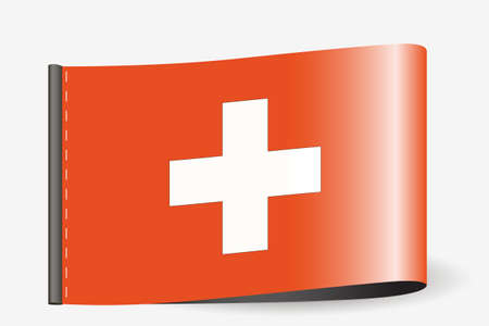 A Flag Illustration on a textile label for the country of  Switzerlandのイラスト素材