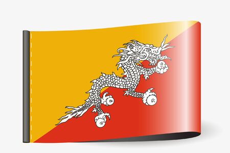 A Flag Illustration on a textile label for the country of  Bhutanのイラスト素材