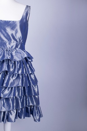 A Tailors Mannequin dressed in a Blue Satin Dressの写真素材