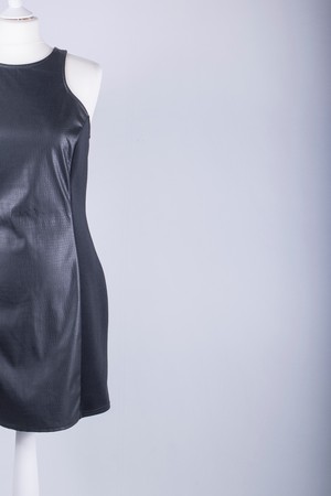 A Tailors Mannequin dressed in a Black Leather Dressの写真素材