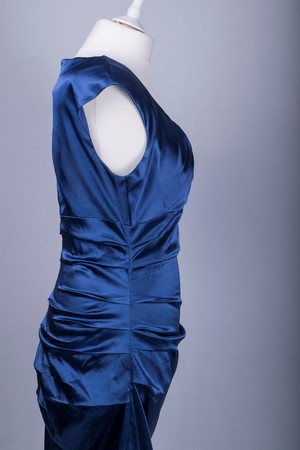 A Tailors Mannequin dressed in a Blue Satin Dressの写真素材