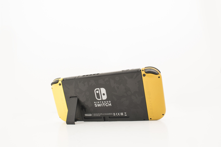 Cheshire, England - November 16th, 2018: Special Edition Pokemon Lets Go Pikachu Nintendo Switch on White Backgroundのeditorial素材
