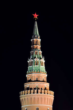 Night shot of the Kremlin Tower, Moscowの写真素材