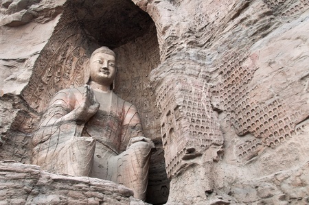Buddha statue at the Yungang Caves, Chinaの写真素材