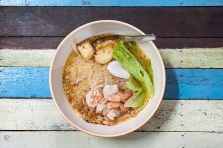 Thai prawn noodle soupの写真素材