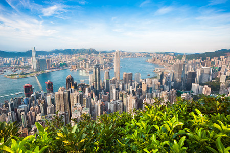 Hong Kong cityscape seen from Lugard Road on Victoria Peakのeditorial素材