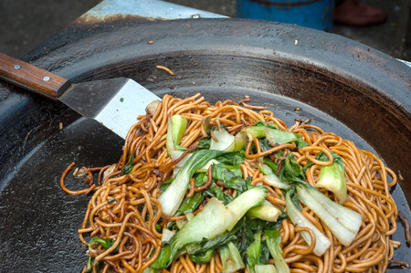 Stir fried noodles at a Chinese street marketの写真素材