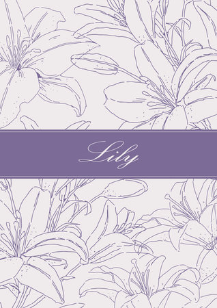 Vintage floral background with lilies. Can be used for wedding invitation, greeting card, save the date card.のイラスト素材