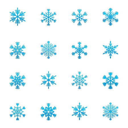 Vector Set of blue snowflakes iconのイラスト素材