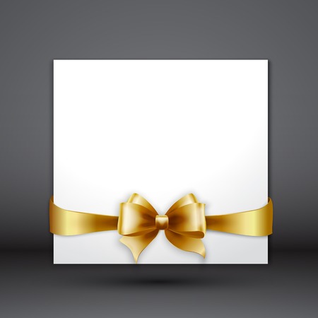 Vector Invitation card with Gold holiday ribbon and bowのイラスト素材