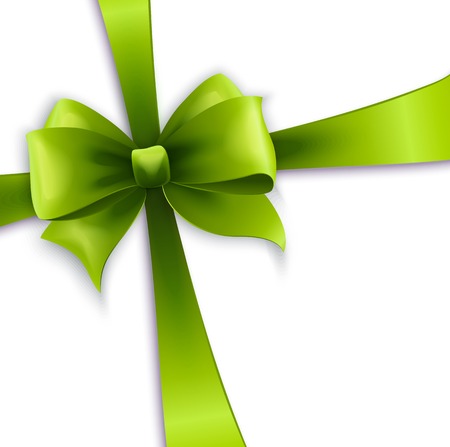 Vector Invitation card with green holiday ribbon and bowのイラスト素材