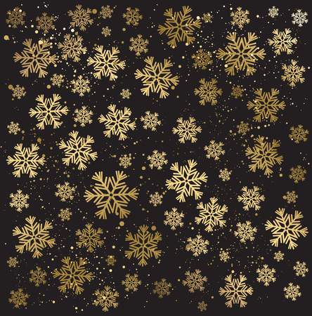 Gold winter abstract background. Christmas background with snowflakes. Vector.のイラスト素材