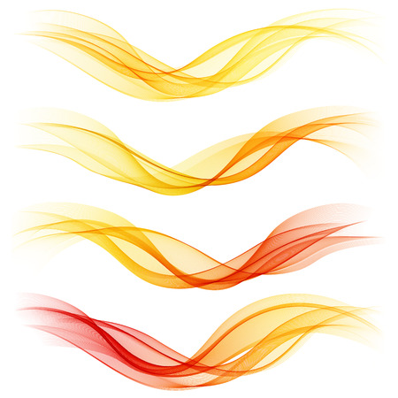 Set of abstract orange waves. Vector illustration のイラスト素材