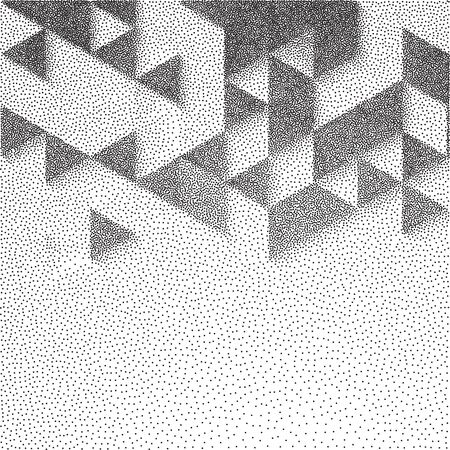 Vector abstract geometric background with cubes. Retro style design for poster or cover. Stipple effectのイラスト素材