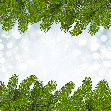 Christmas background with snow and fir tree branchesのイラスト素材
