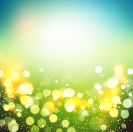 Abstract spring defocused background. Green bokeh. Summer blurred meadow. illustration